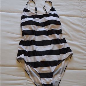 Black and white womens one piece swim suit